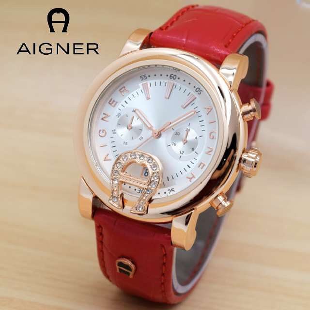 Jam Tangan Aigner Bari Wanita Tali Kulit Merah ( Jam Tangan Wanita )