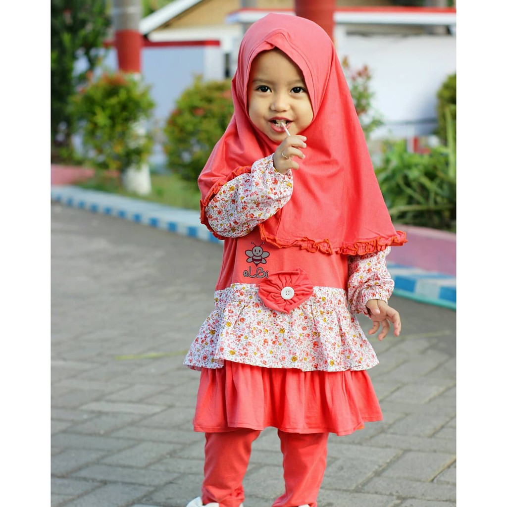 Setelan Baju Muslim Anak Perempuan - Baju Muslim Anak Perempuan - Gamis Kaos Anak Perempuan -  Dania