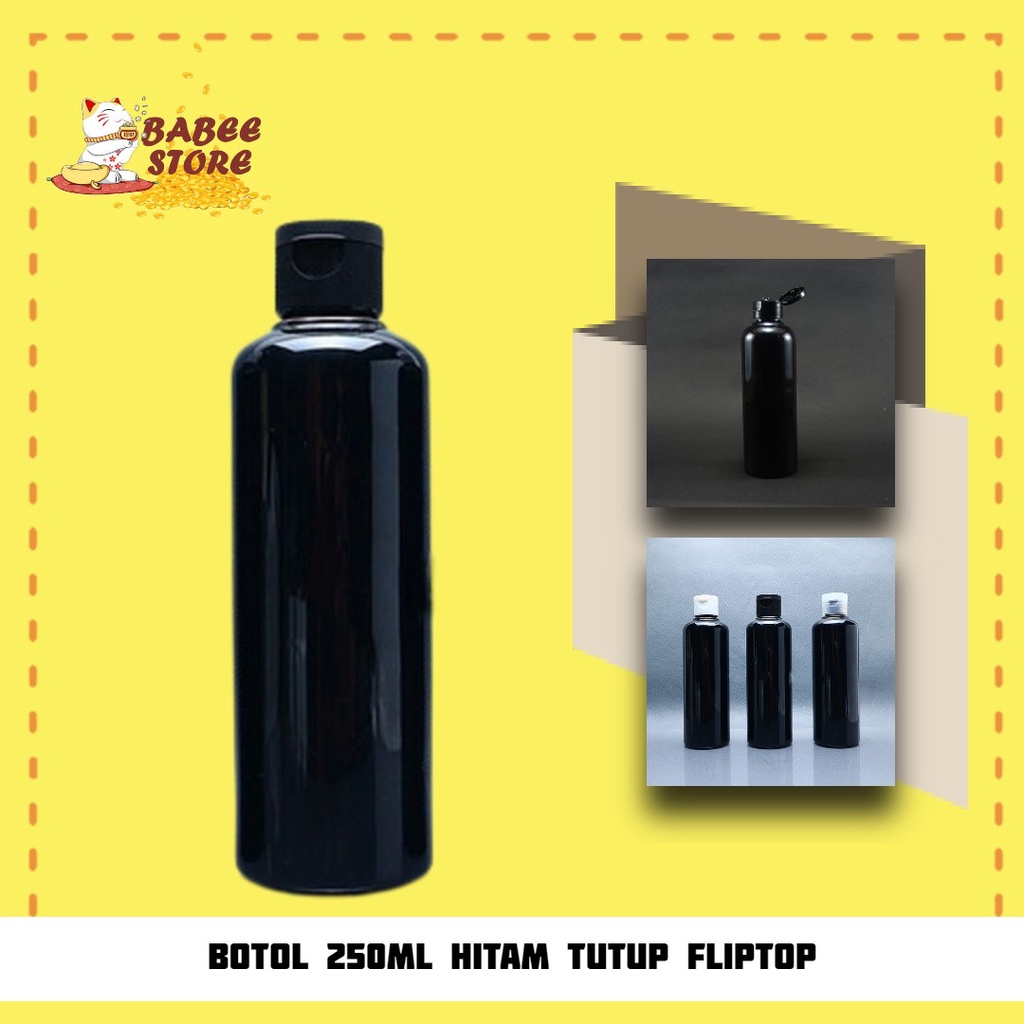 BABEE - BOTOL PLASTIK 250ML HITAM FLIPTOP / BOTOL FLIPTOP 250 ML HITAM / BOTOL WADAH ISI ULANG