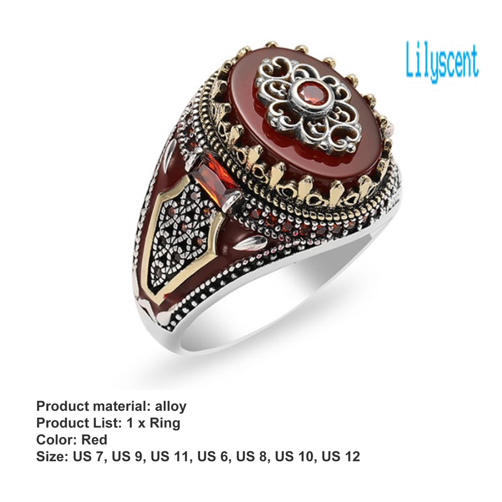 Cincin Batu Merah Gaya Retro Untuk Pria