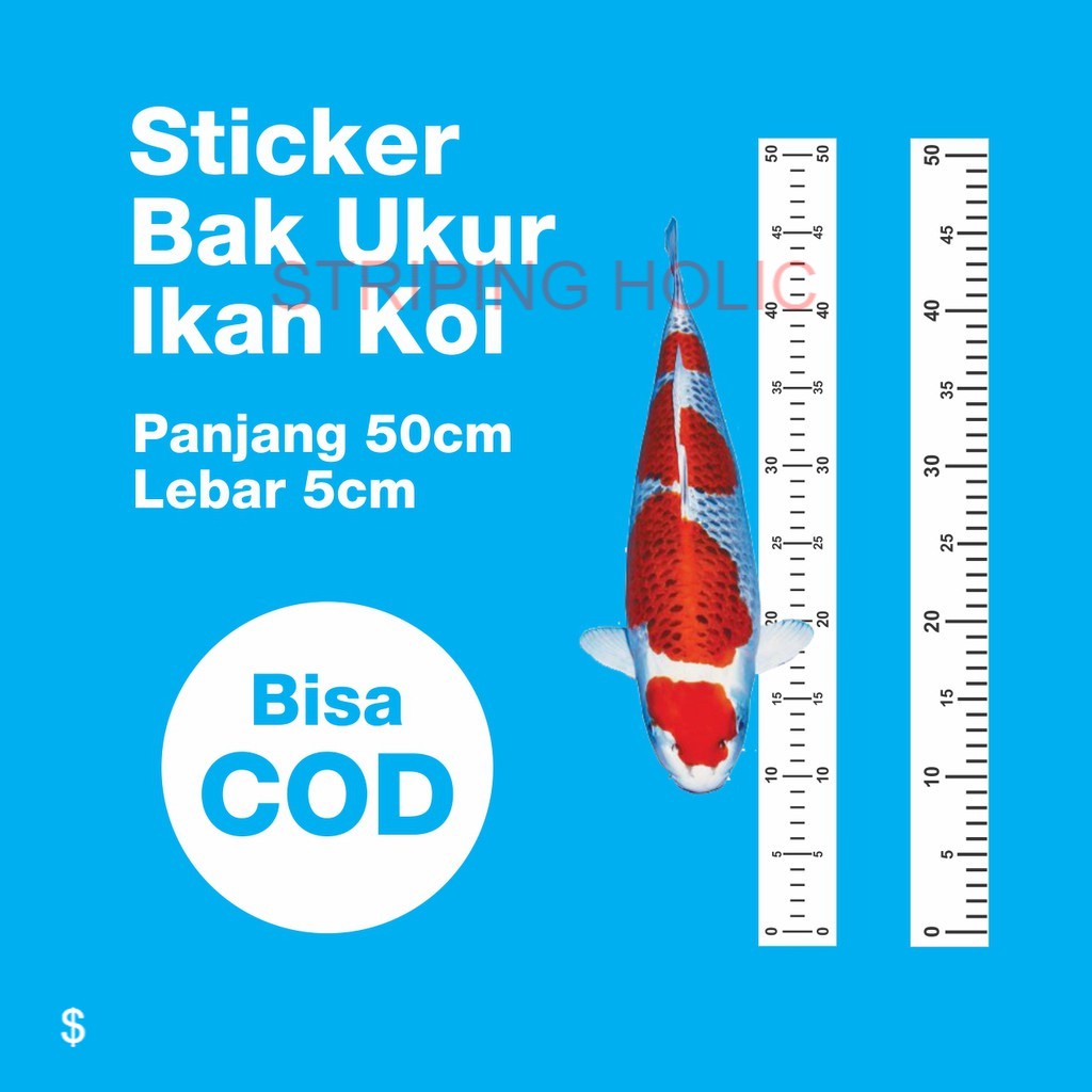

Stiker bak ukur ikan koi penggaris 50cm 60cm 100cm tahan air anti luntur awet