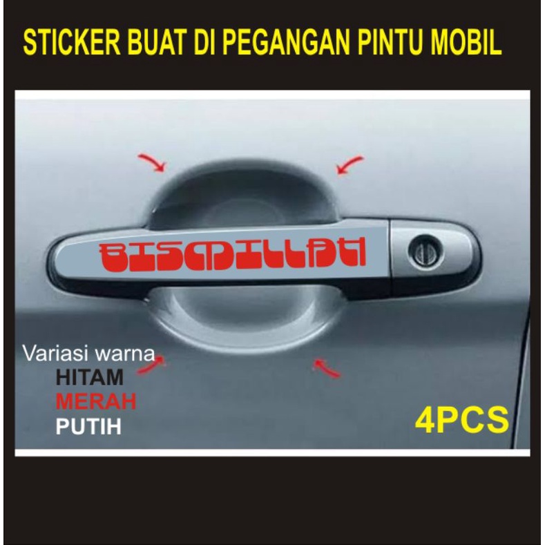 sticker bismillah handle pintu mobil