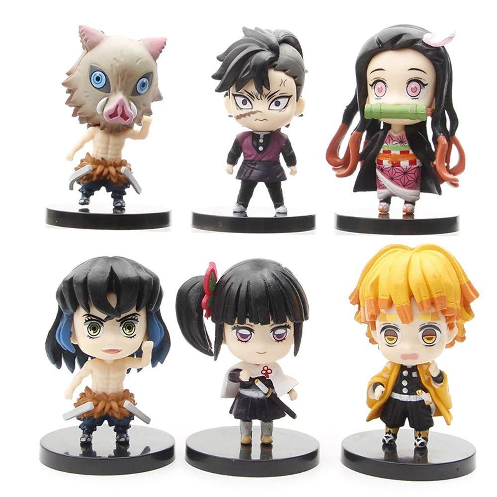 Lanfy Demon Slayer Action Figure Mainan Kawaii Dekorasi Moldel Ornamen Kartun Anak Hadiah Anime Figure