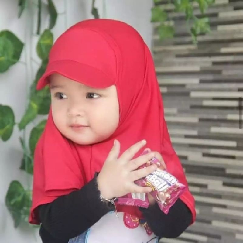 Jilbab Topi anak bayi Usia 0 - 3 tahun | Hijab tk baby perempuan newborn lucu 6 sampai 1 thn | kerudung sekolah lembut sd  terbaru 2 – 12 bln premium