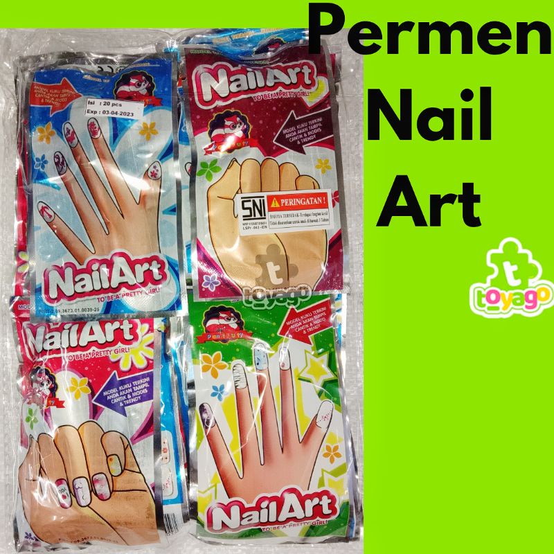 

Permen Kuku Nail Art Isi 20 Pcs Grosir Murah Aman &Halal (permen sticker kuku toyago toys)