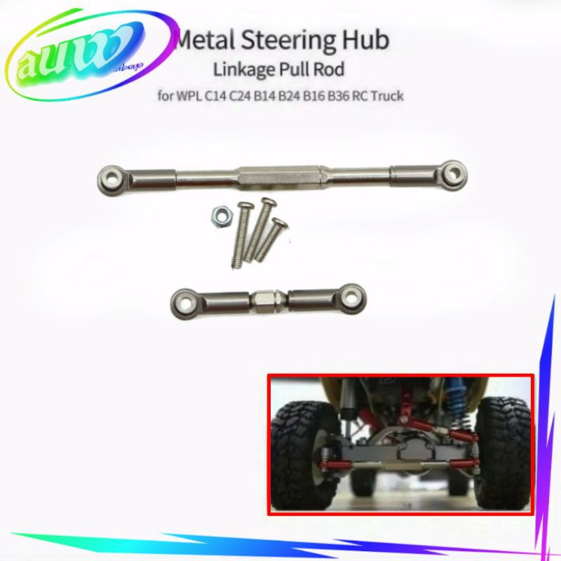 Upgrade Metal Steering link rod WPL 1/16 C14 C24 rc car & truck