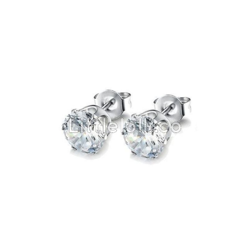 ANTING WANITA PRIA TITANIUM SWAROVSKI STUD EARING PREMIUM ANTIKARAT LITTLELOLLI.CO AKSESORIS TELINGA-T.Stud SIRCONIA S.W