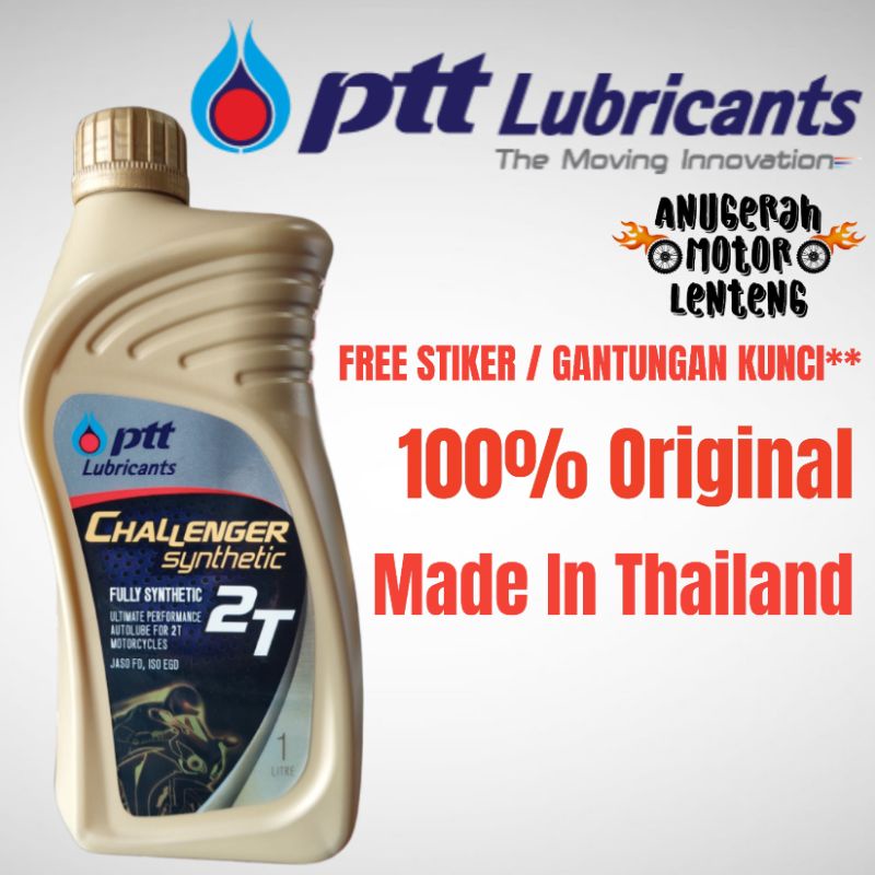 Oli Samping PTT Challenger 2T 1L Full Synthetic JASO FD ISO EGD API TC