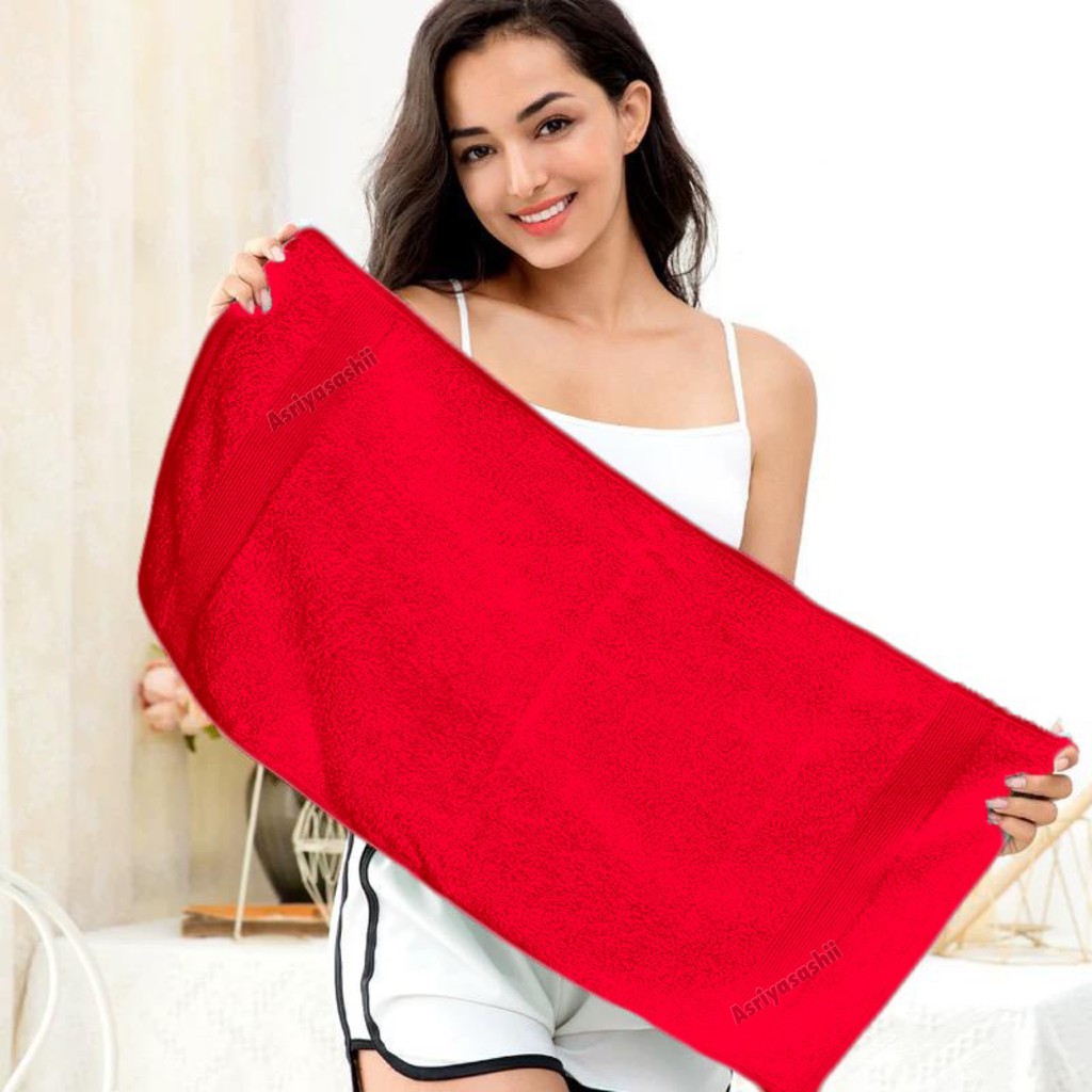 Handuk Wajah Leher Muka Merah 35x70 Asriyasashii Cotton 100% Tebal Lembut Termurah Terlaris