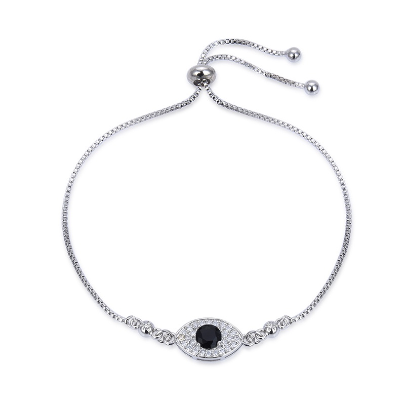 COD Gelang titanium lapis emas bola kristal berlian xuping Perhiasan perak 07b-36b-hitam