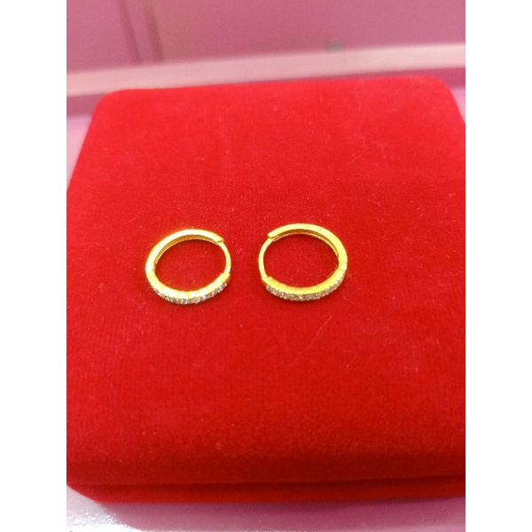 ANTING JEPIT BULAT BESAR PERAK 925 LAPIS MAS