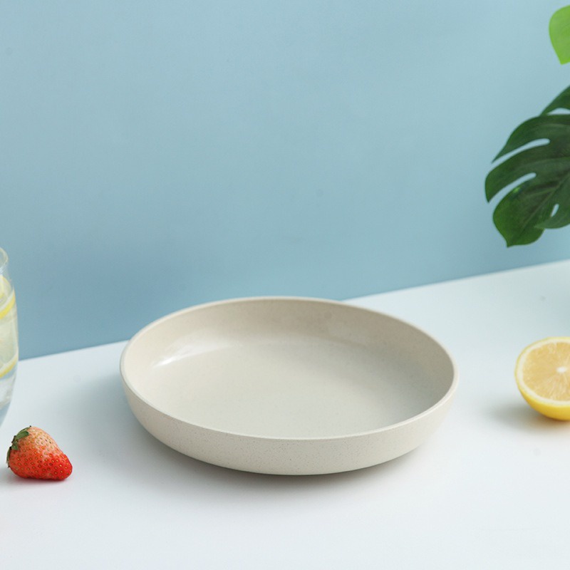 SGJ-S158 Piring Makan Piring Nasi Bulat Jerami Wheatstraw Round Plate BPA free Warna Warni-Cream