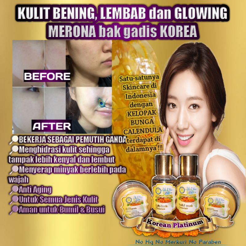 KOREAN PLATINUM ALESKIN GLOW Skincare Glowing-Paket Perawatan Wajah Korea-Cream Glowing