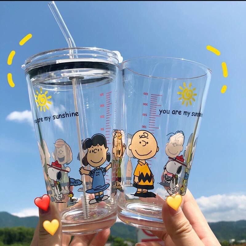 TUMBLER KACA DENGAN SEDOTAN MUG LUCU TUMBLER TRANSPARAN