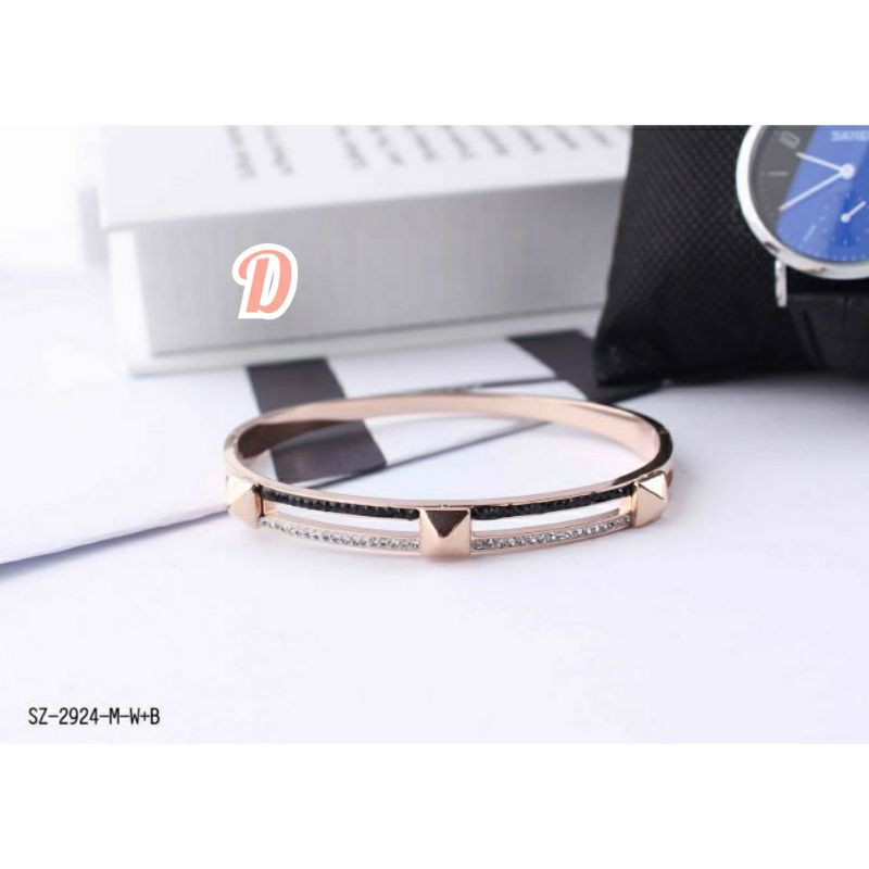 Titanium gelang korea bulat full permata 6cm full zircon rosegold GBT-01