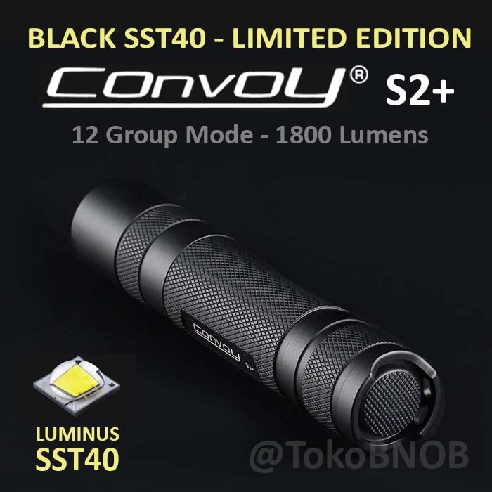 Black Convoy S2+ Flashlight - Senter Led Sst40 1800 Lumen 12 Grp Mode