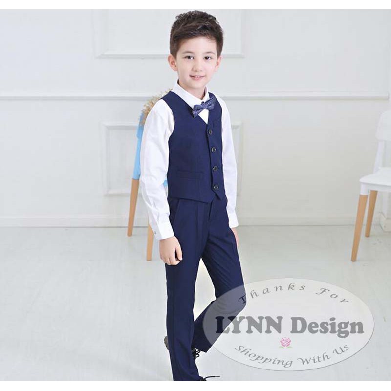 2- 10 th PREMIUM Setelan jas anak pesta 4 in 1 NAVY BIRU rompi