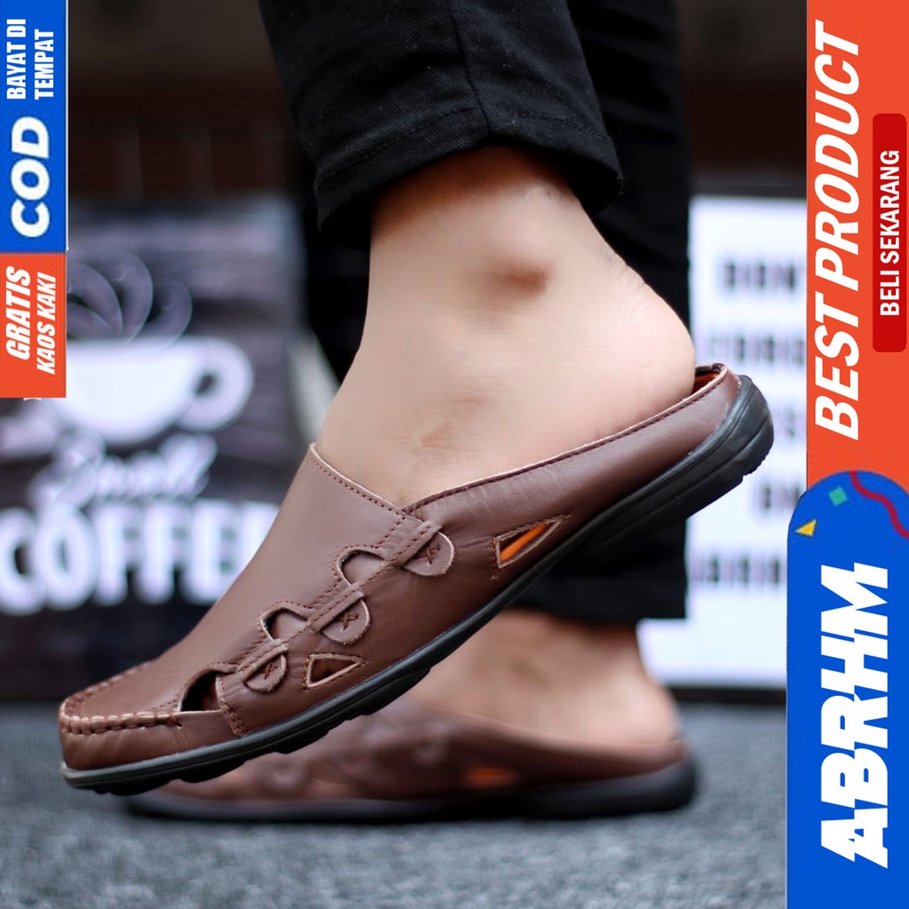 Abrhm Owen - Sepatu Sandal Pria Casual Kulit Asli Santai