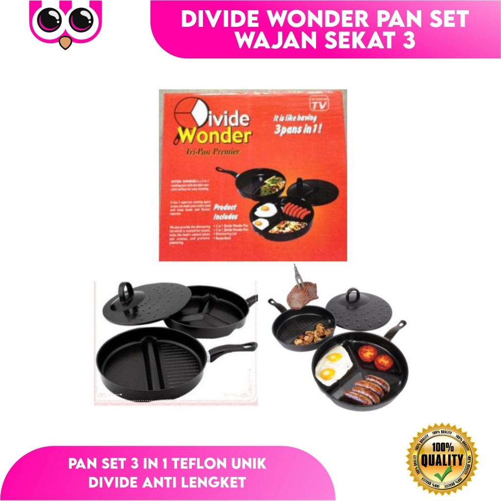 DIVIDE WONDER PAN / WAJAN TEFLON SEKAT 3 HEMAT GAS