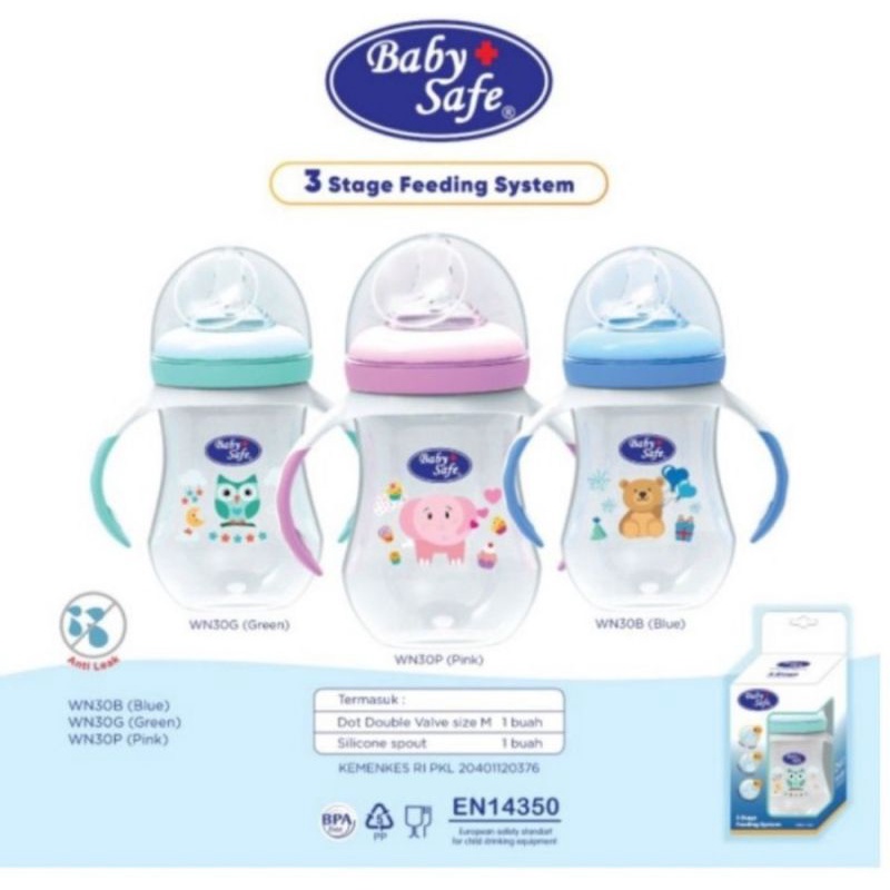 Baby Safe 3 Stage Feeding System 250 ml (WN30)/Botol Susu 3 Tahapan Baby Safe