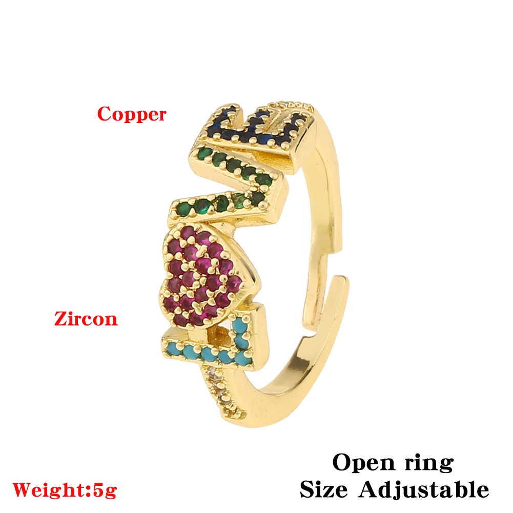 Eropa dan Amerika dingin ornamen tembaga plating emas 18K cincin pria dan wanita CINTA star Open-end