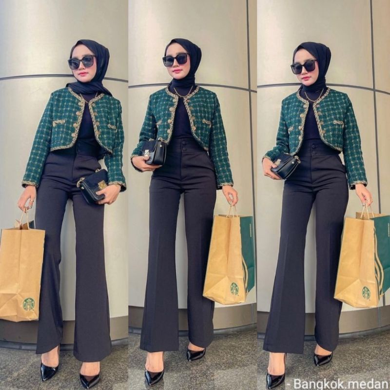 BLAZER TWEED GOLDING/OUTER TWEED PREMIUM WANITA BANGKOK BKK