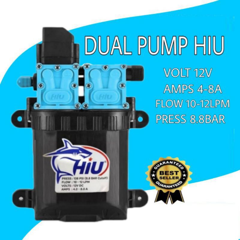 HIU KLEM DRAT DUAL PUMP HIU 12 LPM 138 PSI POMPA AIR DC 12 VOLT POMPA 12V DOUBLE PUMP POMPA OTOMATIS