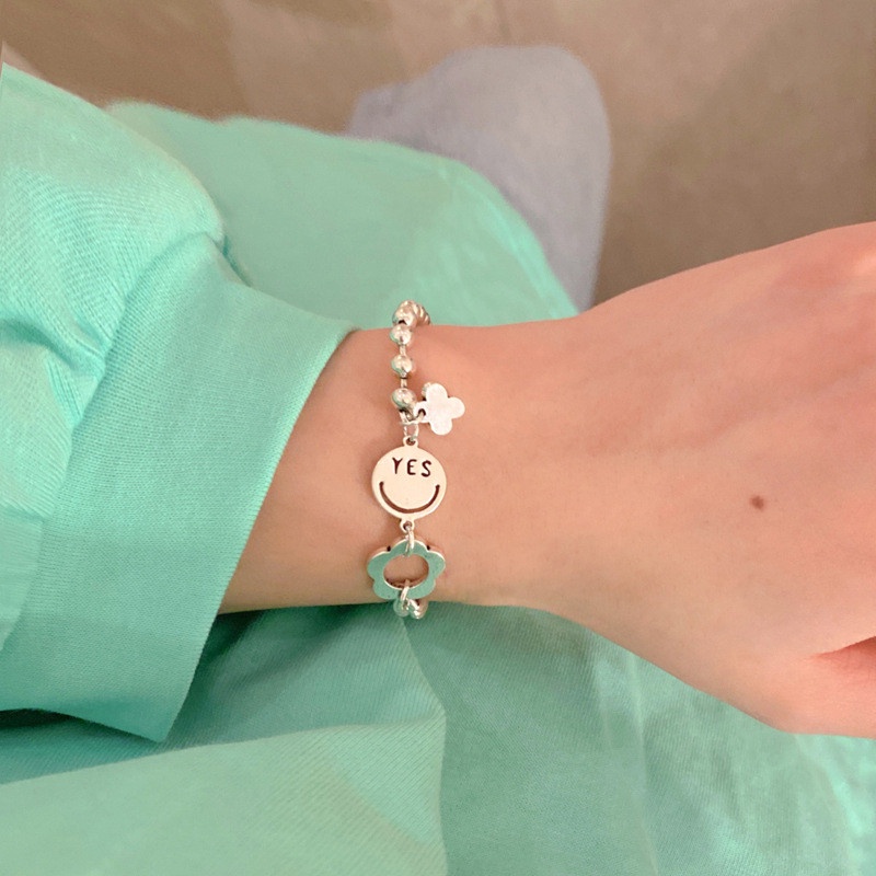 Zomi Gelang Tangan Rantai Wanita Desain Bunga Smiley Face