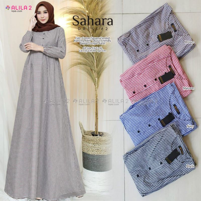 Sahara dress katun kotak yanded gamis maxy ori by alila hijab solo