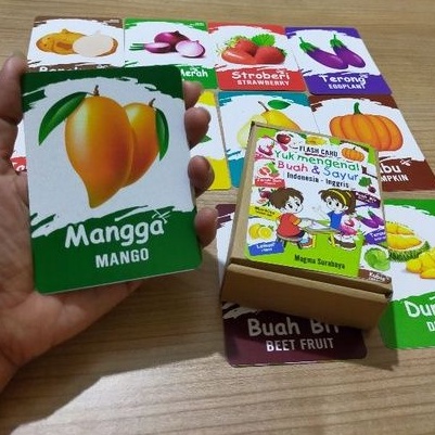 

Flash Card mengenal buah dan sayur isi 53 kartu