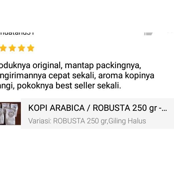

Seller GRSDH KOPI ARABICA / ROBUSTA 250 gr - AROMA BANDUNG Fresh Asli Bubuk Giling Halus /Medium /Ka