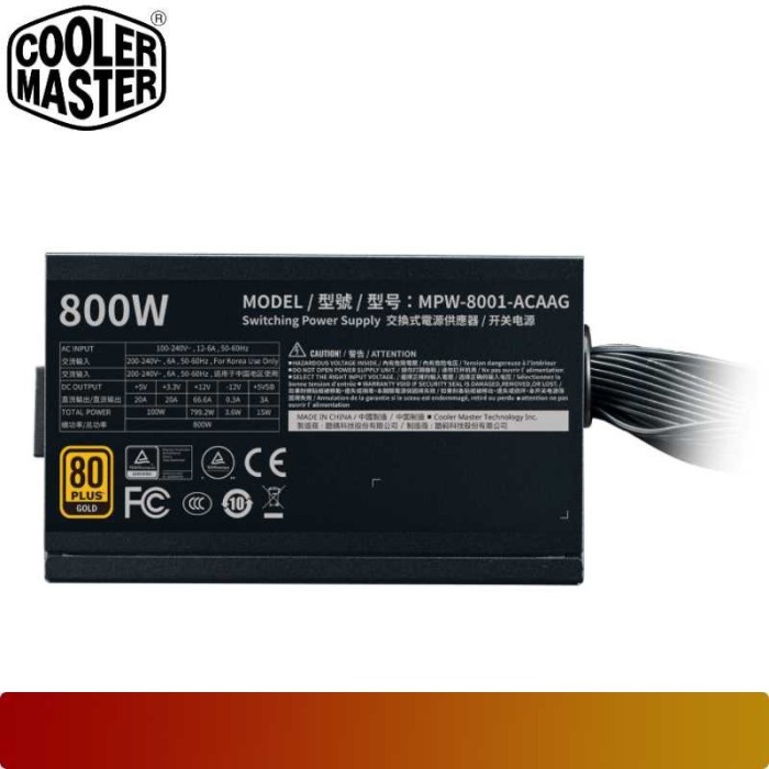 Cooler Master PSU G800 Gold 80 Plus - Power Supply Non Modular