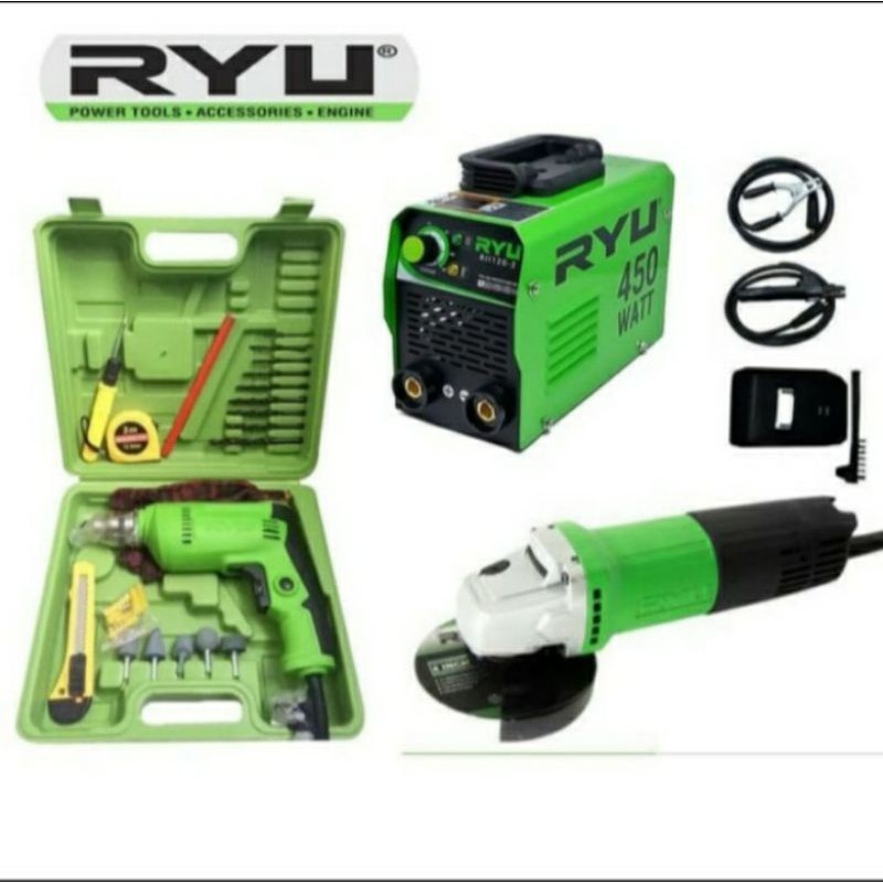 Paket Mesin Las + Gerinda 4" + Borset 22pcs