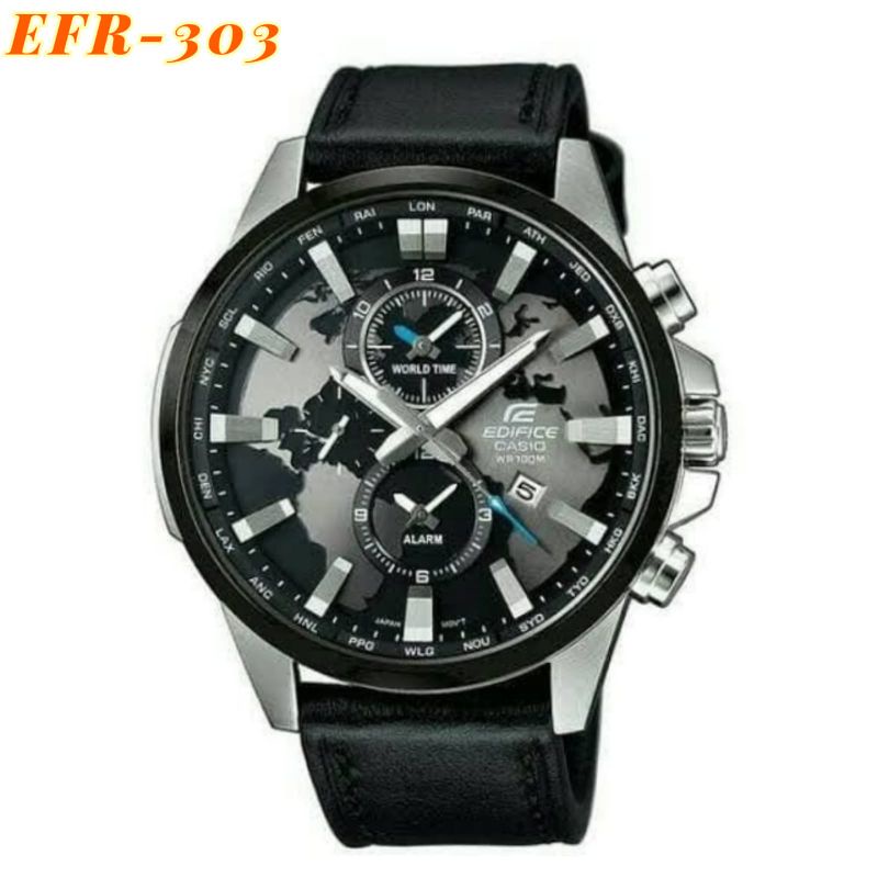 Jam Tangan Pria Merk Casio Type Edifice EFR-303 Strap Kulit Original