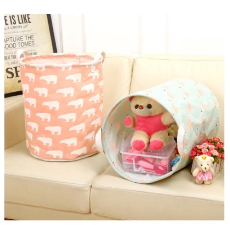 KERANJANG BAJU CUCIAN PAKAIAN KOTOR LAUNDRY BASKET KERANJANG BULAT - LAUNDRY BAG MOTIF