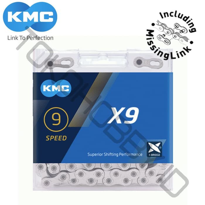 Rantai Sepeda 9 Speed KMC X9 Silver Shimano Alivio Acera Sora Sram