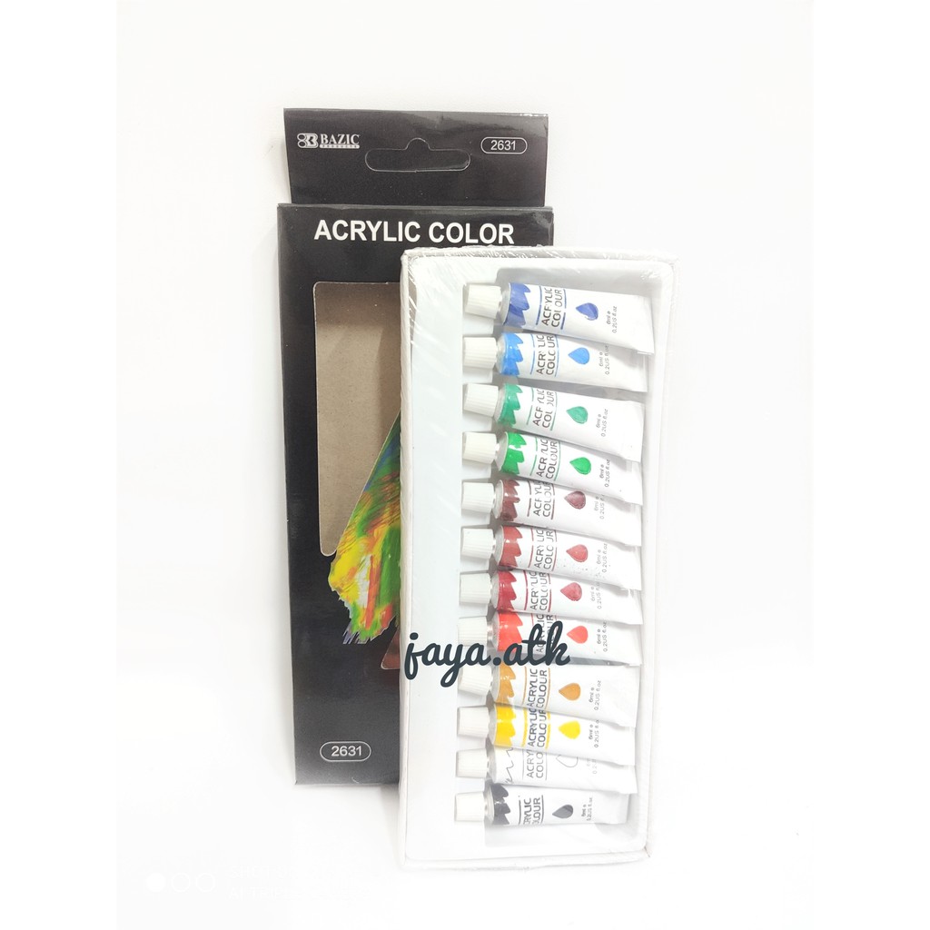 CAT ACRYLIC KANVAS 12 WARNA 6 ML BAZIC CAT AKRILIK 12 WARNA