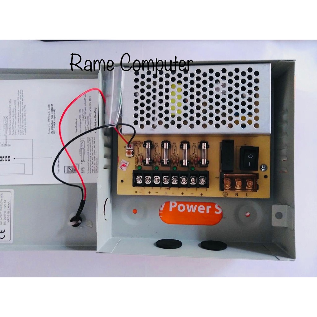 PSU POWER SUPPLY CCTV 12V 5A + PANEL BOX MODEL JARING