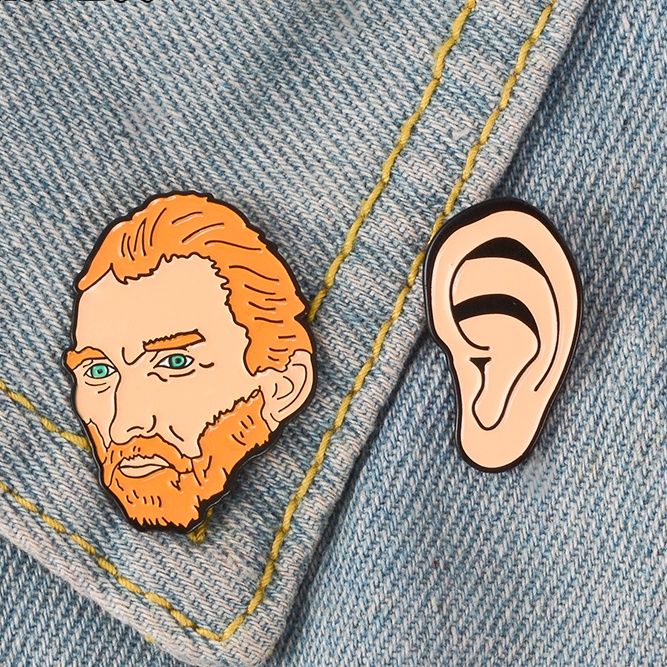 Kreatif Vangogh Telinga Enamel Pin Pelukis Sejarah Bros Lencana Kerah Pin Kartun Artis Perhiasan Hadiah Untuk Teman