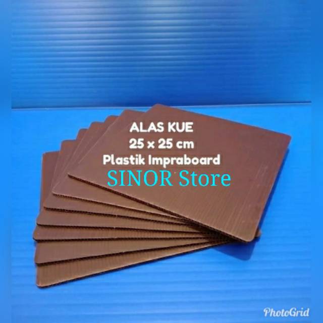 Alas Kue Kotak 25 cm x 25 cm Coklat Tebal 3mm Tatakan Cake Box Plastik Impraboard