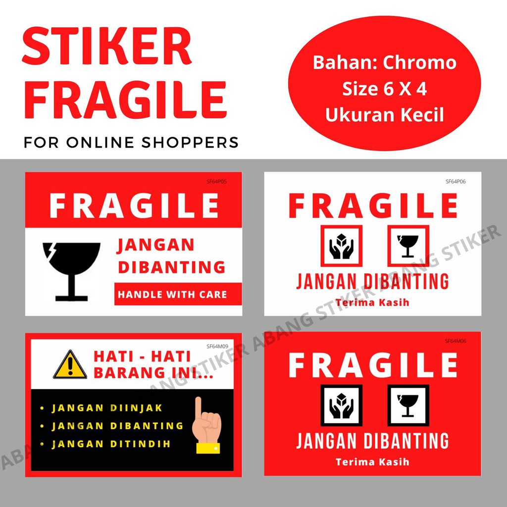 

Stiker Fragile Biasa 6 x 4 cm ( Sticker Fragile)