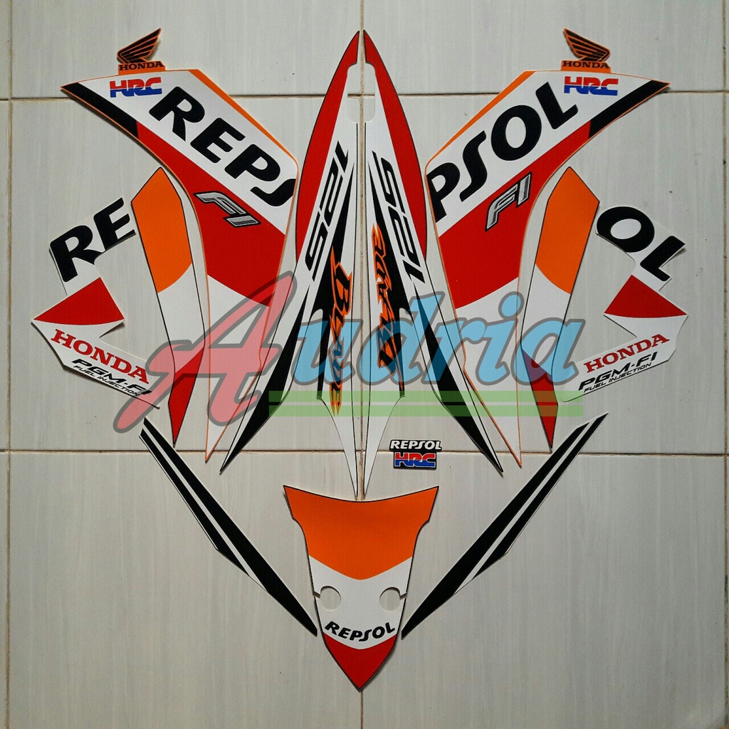 Striping Stiker Motor Honda Blade Repsol 125 2014 Orange