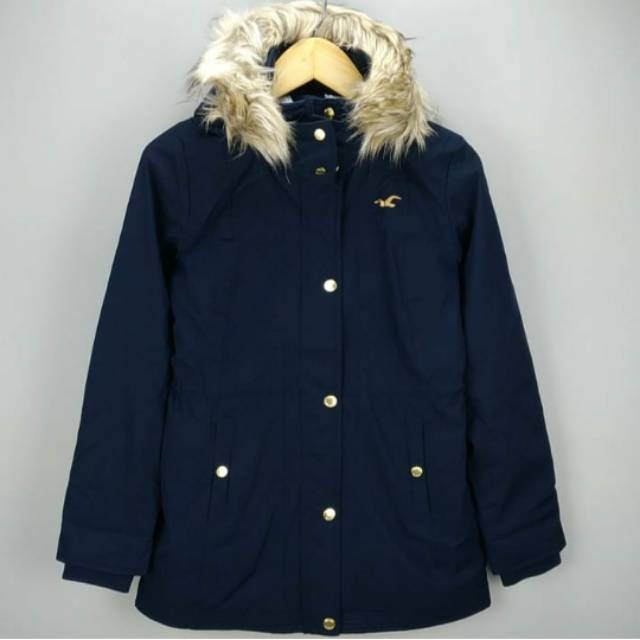 Hollister sherpa lined parka navy