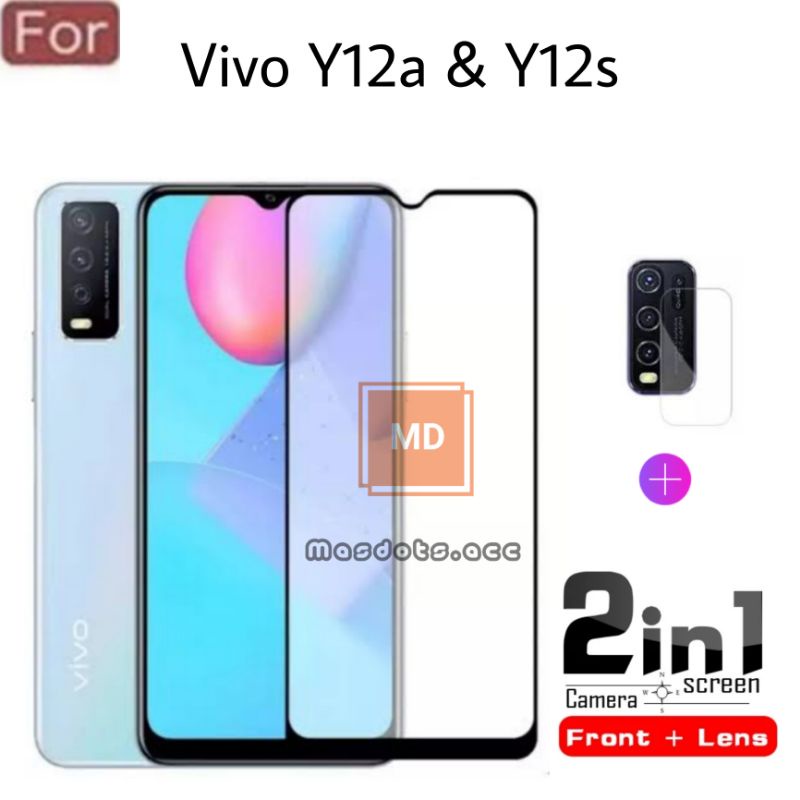 Tempered Glass Vivo Y12a & Y12s Paket TG Anti Gores Pelindung Layar Dan Kamera Belakang