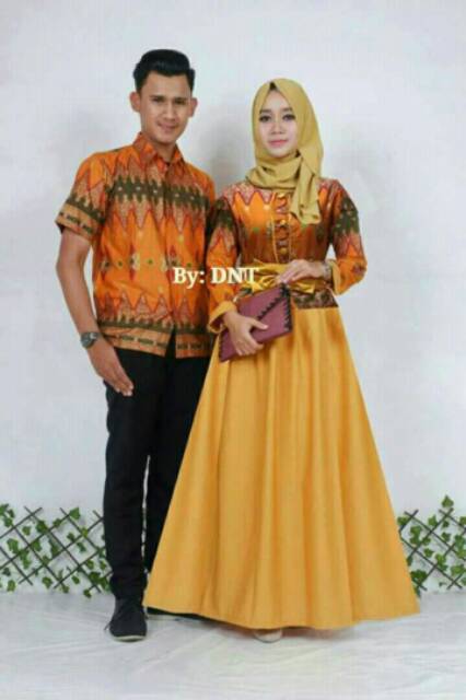 Sarimbit Batik Anggun Couple Sania Mawar ruffle - Warna Ungu, Tosca, pink, Biru, Kuning - M - L -XL