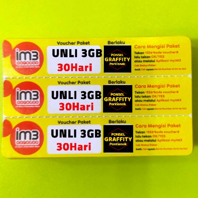 VOUCHER INDOSAT ISAT UNLIMITED 3GB