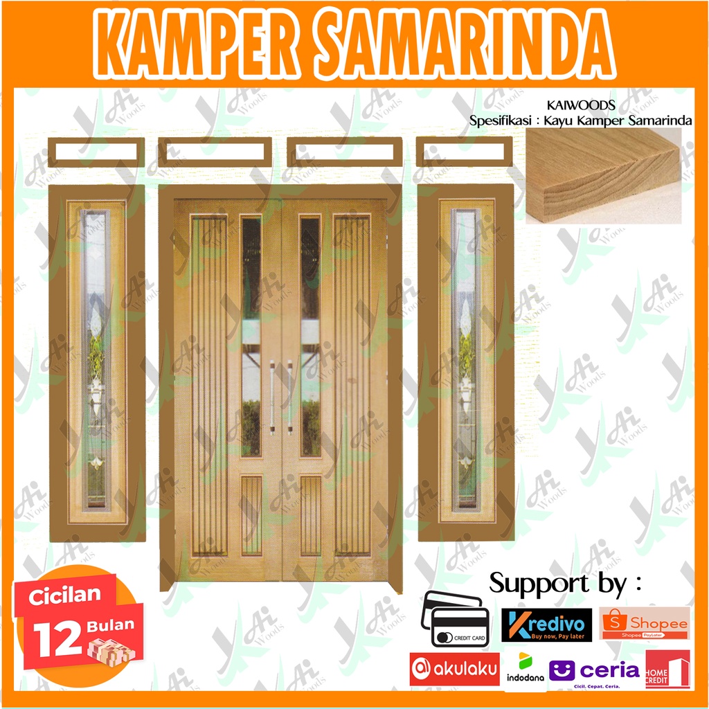 Fullset Pintu Double Kayu Kamper Samarinda Oven