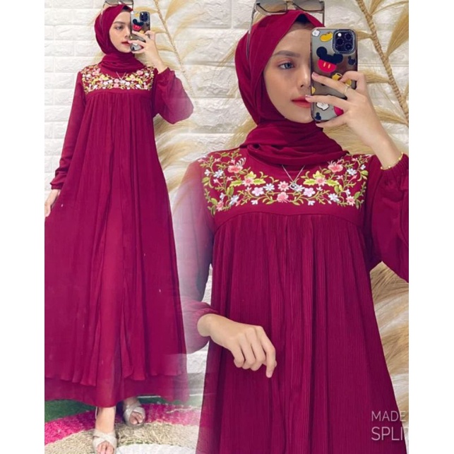 Gamis Payet Premium Mewah Murah Dress Prisket Terbaru Seragaman Lebaran Keluarga Fashion Baju Kurung