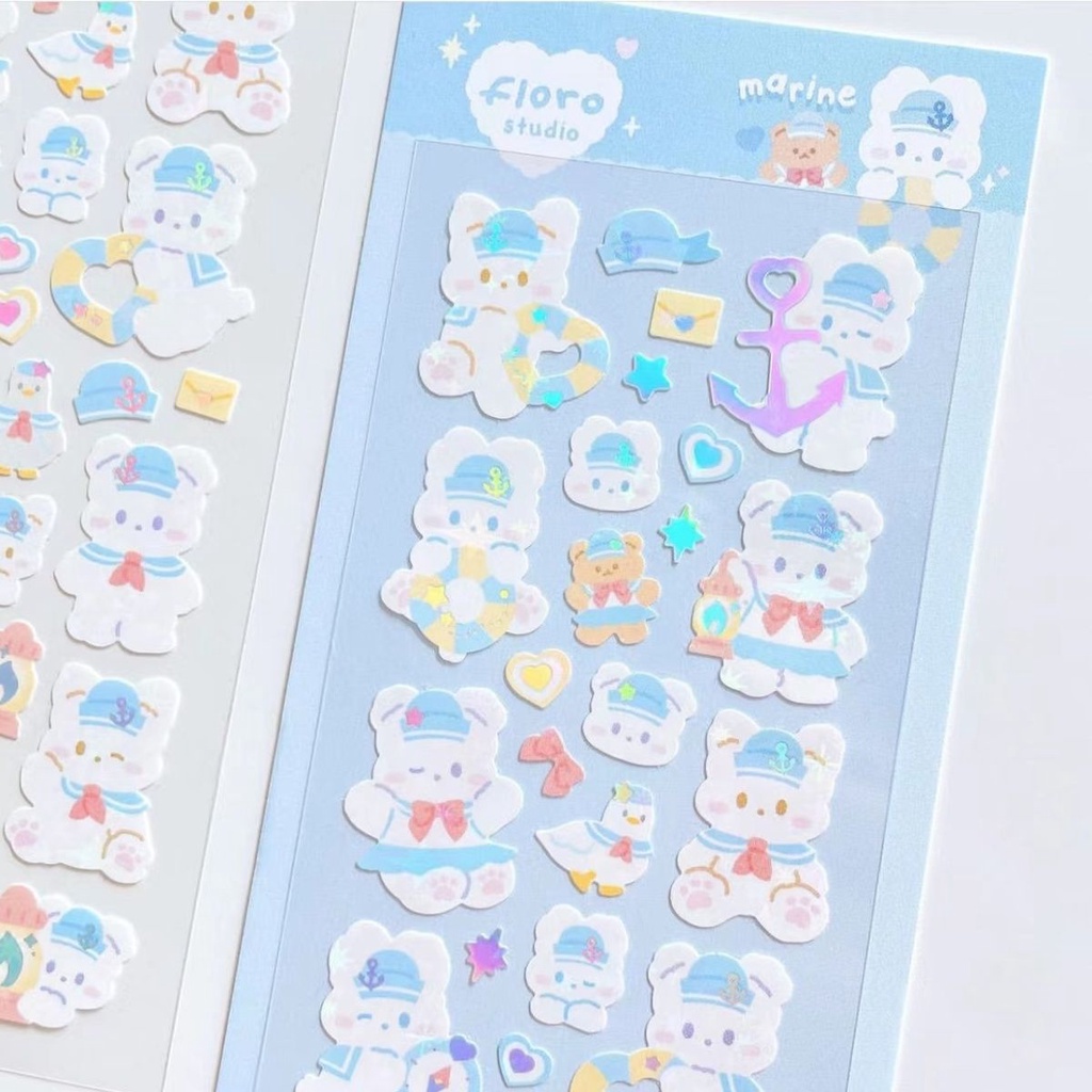 Galicici INS Stiker Motif Kartun Kelinci Putih Warna-Warni Untuk Dekorasi DIY