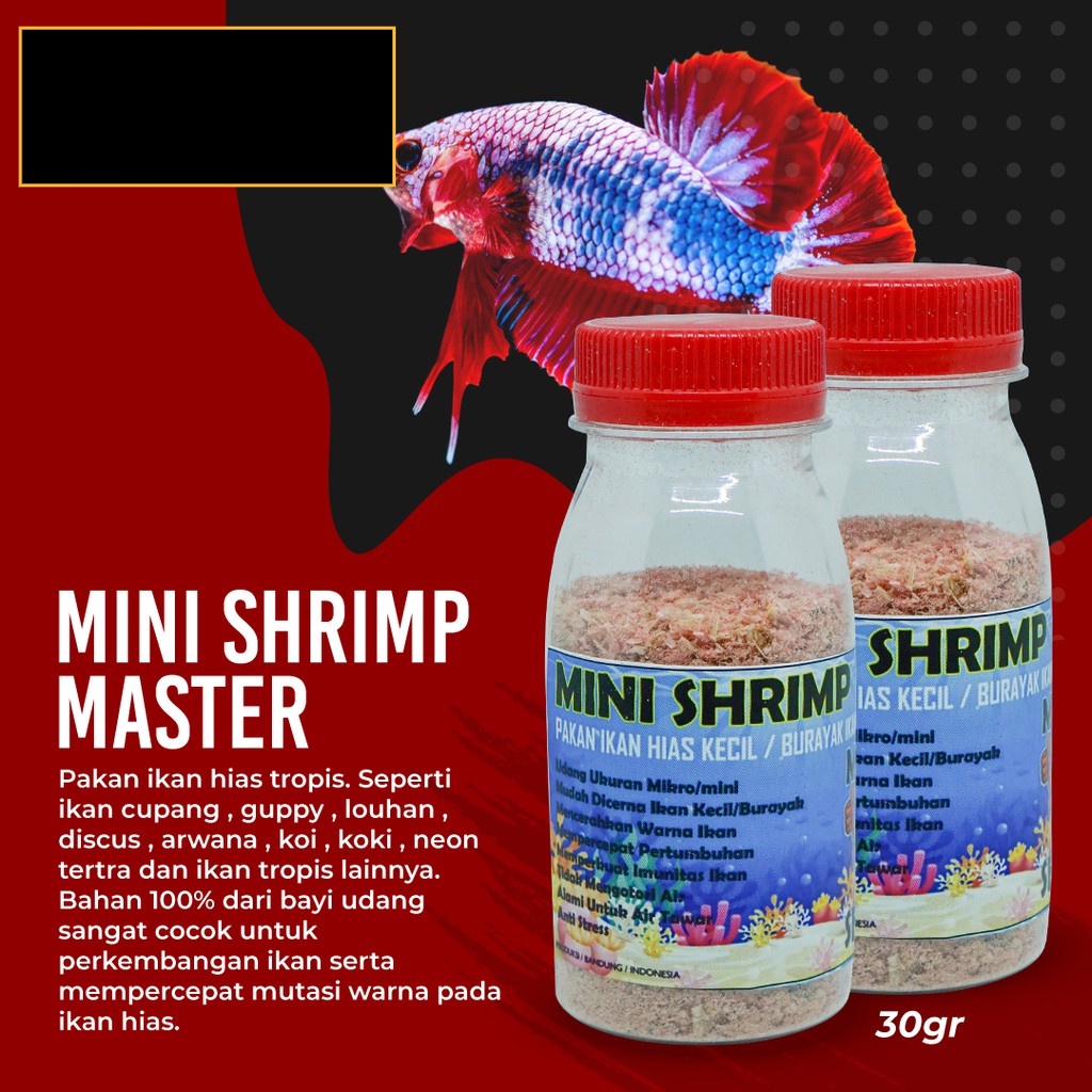 BABY SHRIMP/MINI SHRIMP 30 GR PAKAN IKAN HIAS CUPANG GUPPY LOUHAN DISCUS ARWANA DLL